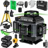 POZIOMICA LASEROWA LASER KRZYŻOWY ZIELON AUTOMAT 4D 360°+STATYW PM-PLK-4DM2