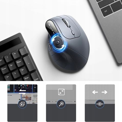 Myszka wertykalna Ergonomiczna pionowa MYSZ bezprzewodowa WiFi Bluetooth BT na Arena.pl