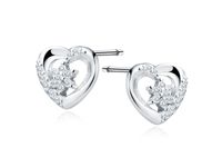 RODOWANE SREBRNE KOLCZYKI SERCA KWIATKI CYRKONIE