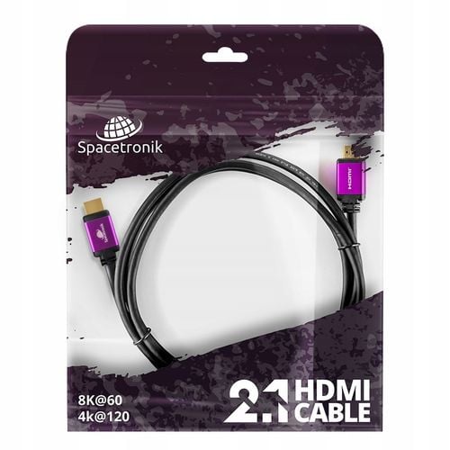 Kabel UHS HDMI 2.1 8K 48 Gbit/s Spacetronik 2m CERTYFIKOWANY czarny na Arena.pl