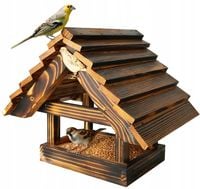 DUŻY Karmnik dla ptaków DREWNIANY XXL Opalany