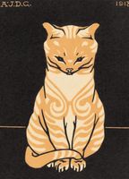 Plakat 13x18cm Sitting Cat, Julie de Graag Vintage do Salonu