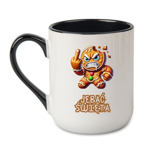 KUBEK "JEBAĆ ŚWIĘTA" Wzór - Elegant Coffee Czarny 330 ml na Arena.pl