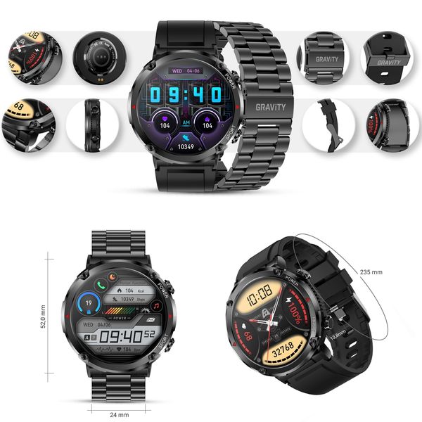Smartwatch Gravity GT21-1+ Czarny Pasek Silikonowy zdjęcie 10