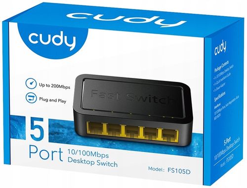 Switch 5 portów Cudy FS105D 100Mb/s Fast desktop na Arena.pl
