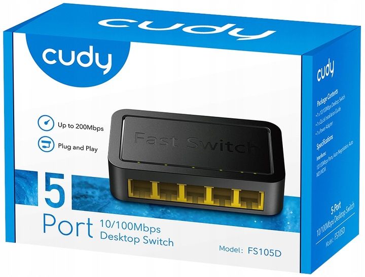 Switch 5 portów Cudy FS105D 100Mb/s Fast desktop zdjęcie 3