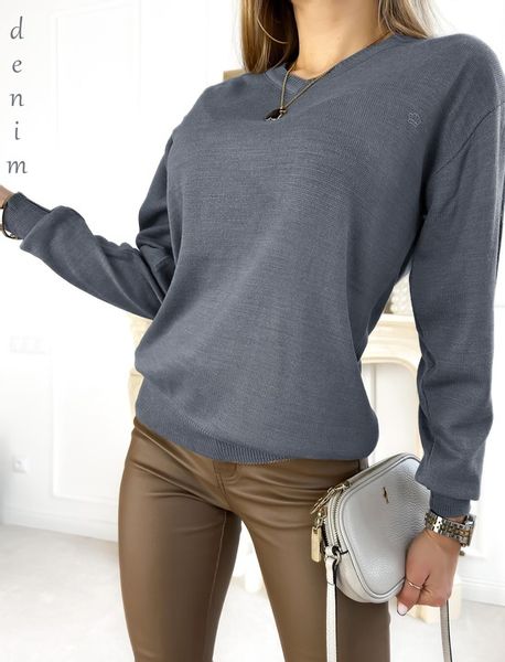 SWETER DAMSKI klasyczny dekolt V kolory zdjęcie 2