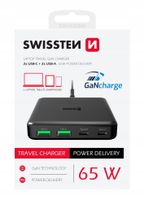 Ładowarka podróżna do laptopa tabletu smartfona Swissten 65W PD GaN