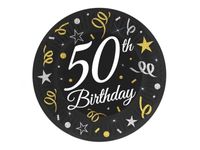 Talerzyki, B&C 50th Birthday, 18 cm, 6 szt.