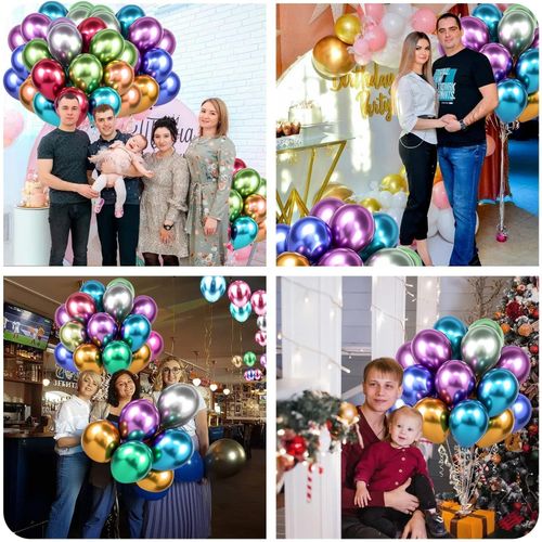 Balony lateksowe kolorowe zestaw 60 sztuk metaliczne 12 cali wstążki na Arena.pl