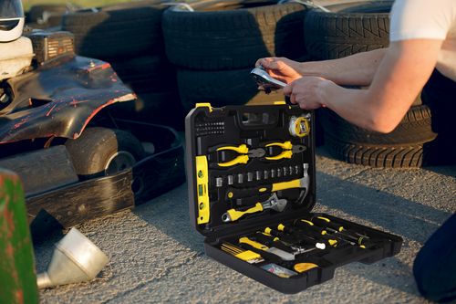 Zestaw narzędzi walizka narzędziowa 111 elementów klucze wkrętaki bity na Arena.pl