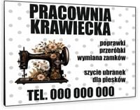TABLICZKA REKLAMOWA szyld z dibondu nadruk uv 40x30 cm PRACOWNIA KRAWIECKA