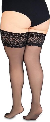 POŃCZOCHY SAMONOŚNE PLUS SIZE CZARNE NYLONOWE SEXY na Arena.pl