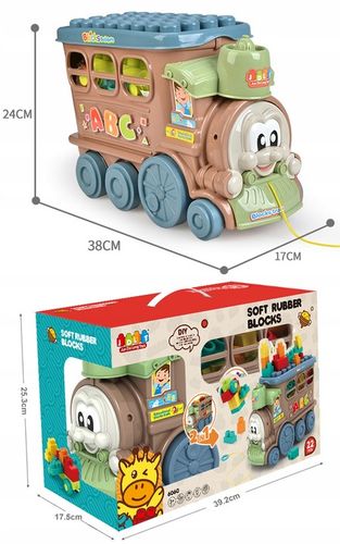 MIĘKKIE KLOCKI SENSORYCZNE SORTER ZESTAW POCIĄG AUTKO Z KLOCKAMI MATADI na Arena.pl