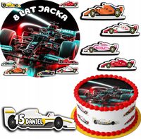 ZESTAW OPŁATEK NA TORT 20CM + 17 POSTACI - F1 FORMUŁA + IMIĘ 15CM 18CM