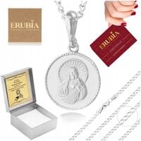 SREBRNY ŁAŃCUSZEK KOMUNIJNY PR. 925 MEDALIK SZKAPLERZ NA KOMUNIĘ + GRAWER