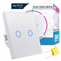 WŁĄCZNIK ŚWIATŁA LED podwójny SZKLANY dotykowy biały