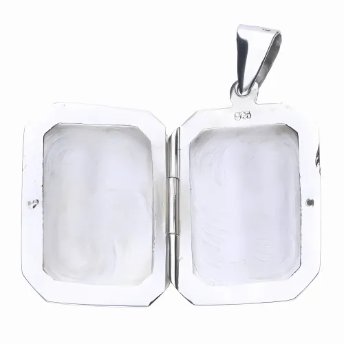 ELEGANCKI SREBRNY OTWIERANY WISIOREK SEKRETNIK OŚMIOKĄT GRAWEROWANY WZOREK na Arena.pl