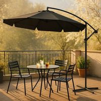 PARASOL OGRODOWY IKAR-BL-BL CZARNY SKŁADANY Z WYSIĘGNIKIEM + POKROWIEC