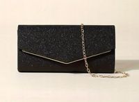 TOREBKA DAMSKA KOPERTÓWKA WIZYTOWA WIECZOROWA NA RAMIĘ DAMSKA CZARNA BROKAT