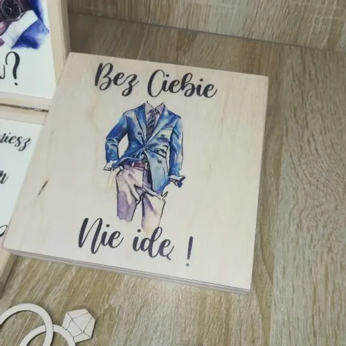 Pudełko eko zaproszenie dla świadka świadkowej nadruk uv wzory ślub wesele na Arena.pl