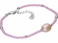 RODOWANA SREBRNA BRANSOLETKA FASETOWANY WRZOSOWY KRYSZTAŁ PERŁA HODOWLANA