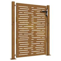 Furtka ogrodowa, 105x130 cm, stal kortenowska, motyw prostokąty