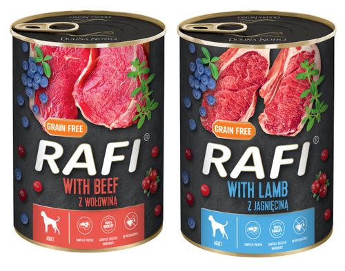 zestaw 6x400g karma mokra dla psów rafi mix smaków (jagnięcina, wołowina) na Arena.pl