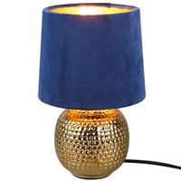 Stojąca LAMPA stołowa EUDORA DL012-50821 RL Light nocna LAMPKA abażurowa na biurko niebieska złota