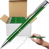 DŁUGOPISY REKLAMOWE METALOWE AUTOMAT CIEMNY ZIELONY 100 SZT NIEBIESKI WKŁAD