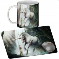 ZESTAW KUBEK + PODKŁADKA - JEDNOROŻEC UNICORN - PREZENT WIELE WZORÓW + IMIĘ