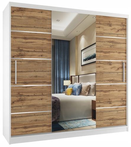 Szafa przesuwna PREMIUM z lustrem SZUFLADY 200 cm na Arena.pl