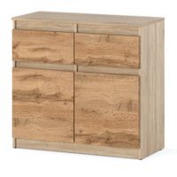 Komoda Oleksa 80cm 2 Szuflady Drewniana Pojemna Szafka Dąb Sonoma Wotan