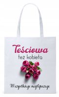 Dla Teściowej Mamy Prezent Torba Eco Biała Shopper Z Nadrukiem Ze Zdjęciem