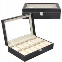 SZKATUŁKA NA ZEGARKI ETUI ORGANIZER PUDEŁKO EKSPOZYTOR NA PREZENT 12 szt