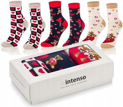 SKARPETKI WALENTYNKOWE DAMSKIE WALENTYNKI 3-PAK NA PREZENT DLA DZIEWCZYNY na Arena.pl