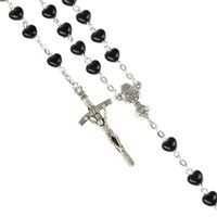 Różaniec Pierwsza Komunia czarne serduszka