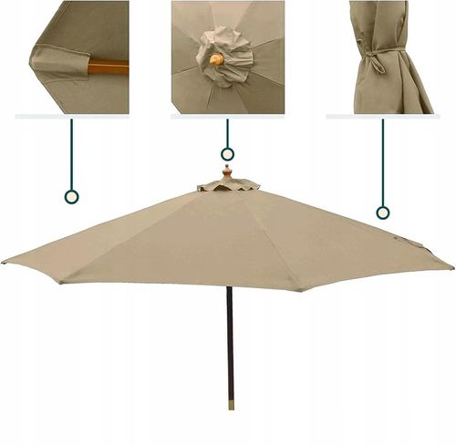Poszycie wymienne materiał parasola ogrodowego 6 ramion 300cm - khaki na Arena.pl