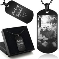 Nieśmiertelnik Czarny Stalowy z Twoim Zdjęciem Prezent dla Dziadka