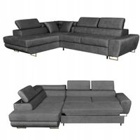 Narożnik rogówka rozkładany f spania Bosso lewy Family meble szary welur