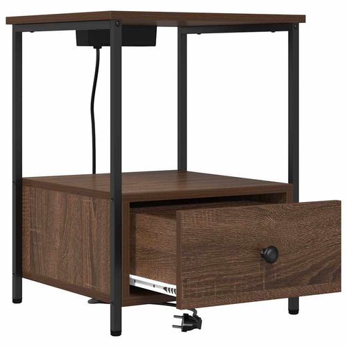 Nocna szafka z stacją ładującą z szufladą 2 pcs Brązowy dąb na Arena.pl