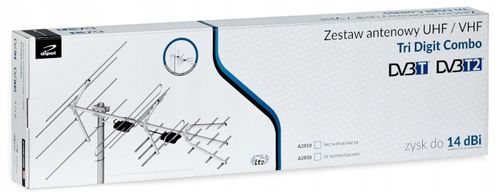 Antena TV UHF VHF Tri Digit Combo H/V DVB-T2 LNA-169 38dBi MUX-8 Dipol na Arena.pl