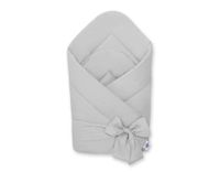 Dwustronny rożek dla niemowląt miękki bawełniany z wiązaniem - szary