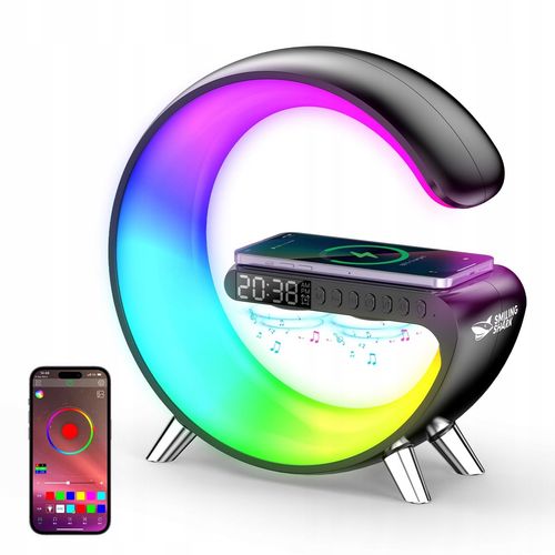 Inteligentny budzik ładowarka indukcyjna lampka led rgb (czarna) na Arena.pl