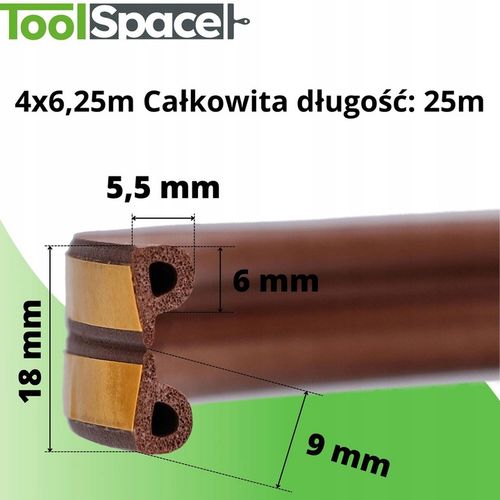 Uszczelka do okien i drzwi profil P 25 mb BRĄZ na Arena.pl