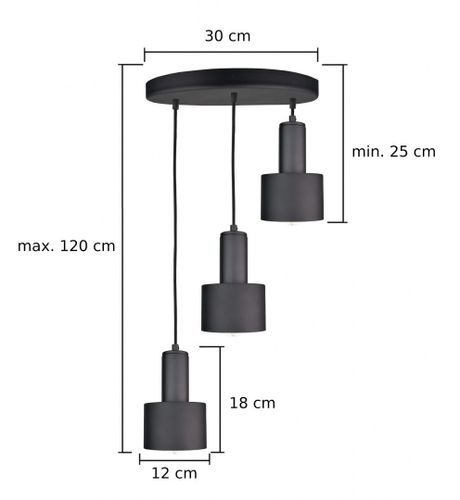 Lampa wisząca 3xE27 LUCE BLACK na Arena.pl