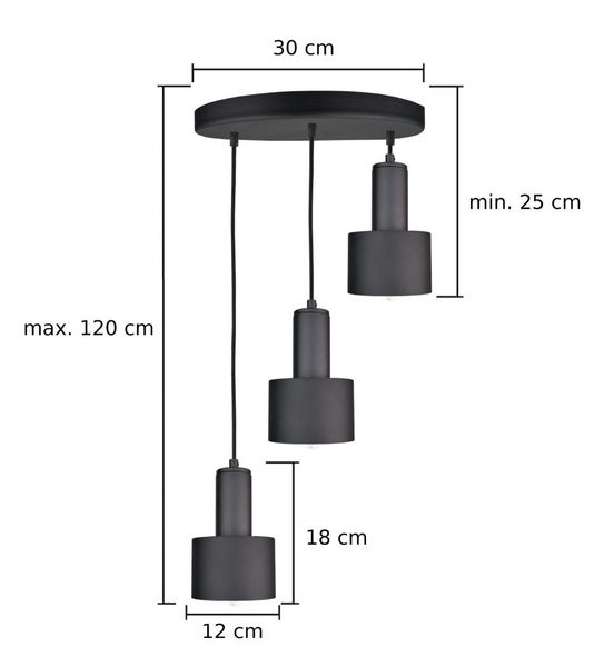 Lampa wisząca 3xE27 LUCE BLACK zdjęcie 4