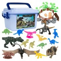 FIGURKI ZWIERZĘTA ZWIERZĄTKA ZESTAW FIGUREK DINOZAURY W KUFERKU 40 EL