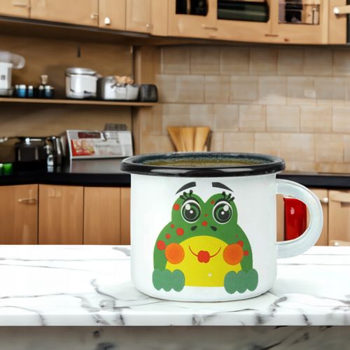 KUBEK EMALIOWANY 500ML Z UCHEM 9CM WZÓR ŻABKA ZDZISIA DO KAWY HERBATY na Arena.pl