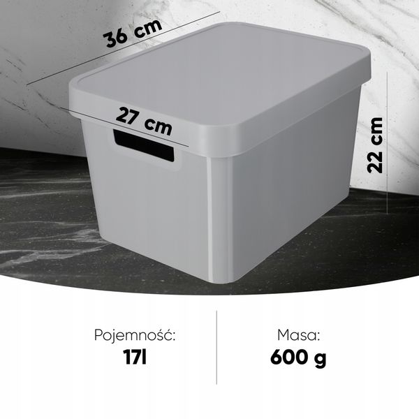 Curver Pojemnik Pudełko Z Pokrywką 17 L Szary zdjęcie 3